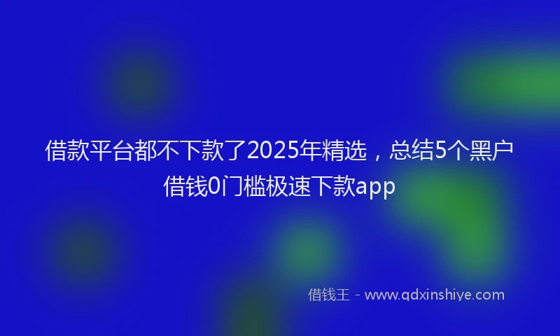 借款平台都不下款了2025年精选，总结5个黑户借钱0门槛极速下款app
