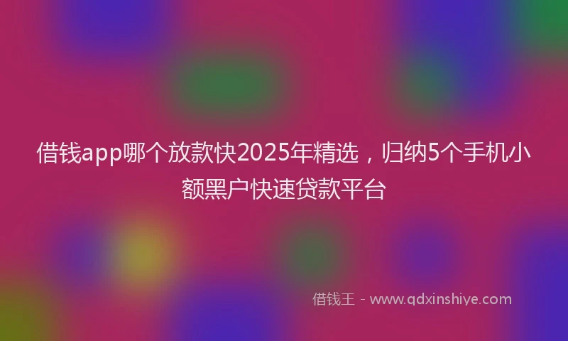 借钱app哪个放款快2025年精选，归纳5个手机小额黑户快速贷款平台