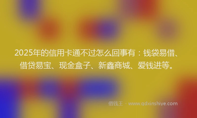 2025年的信用卡通不过怎么回事有：钱袋易借、借贷易宝、现金盒子、新鑫商城、爱钱进等。