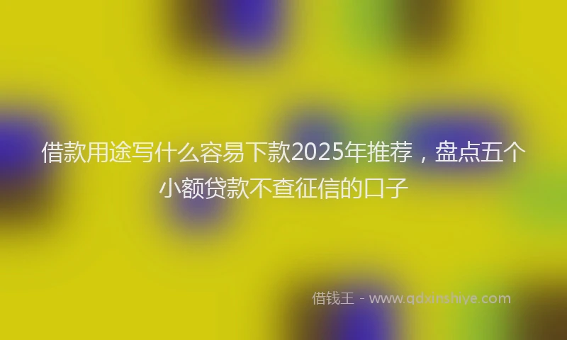 借款用途写什么容易下款2025年推荐，盘点五个小额贷款不查征信的口子