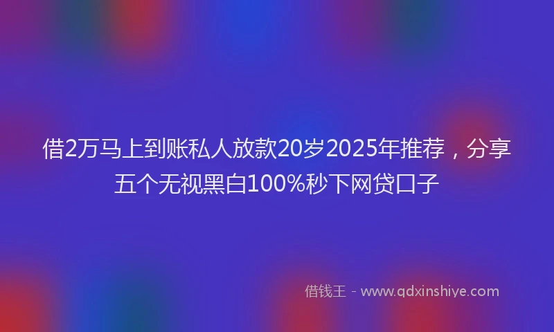 借2万马上到账私人放款20岁2025年推荐，分享五个无视黑白100%秒下网贷口子