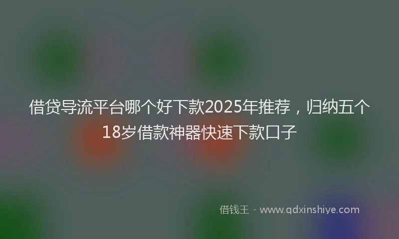 借贷导流平台哪个好下款2025年推荐，归纳五个18岁借款神器快速下款口子