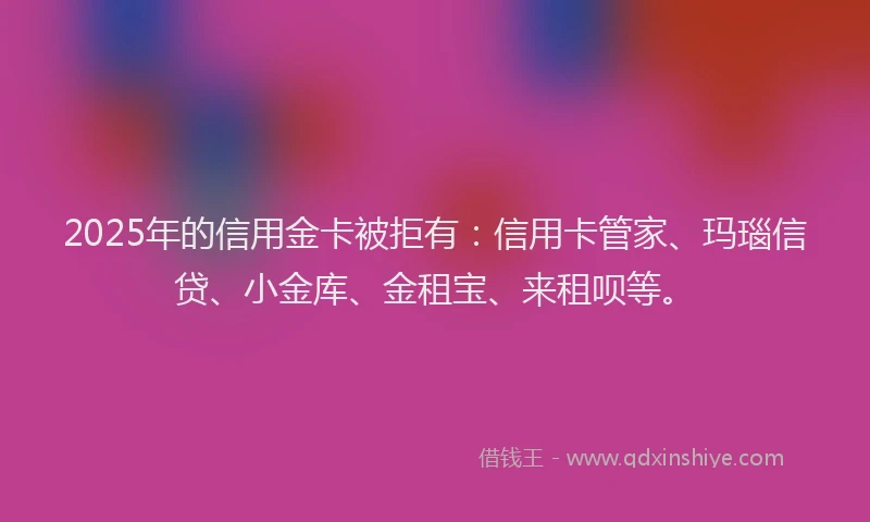 2025年的信用金卡被拒有:信用卡管家、玛瑙信贷、小金库、金租宝、来租呗等。
