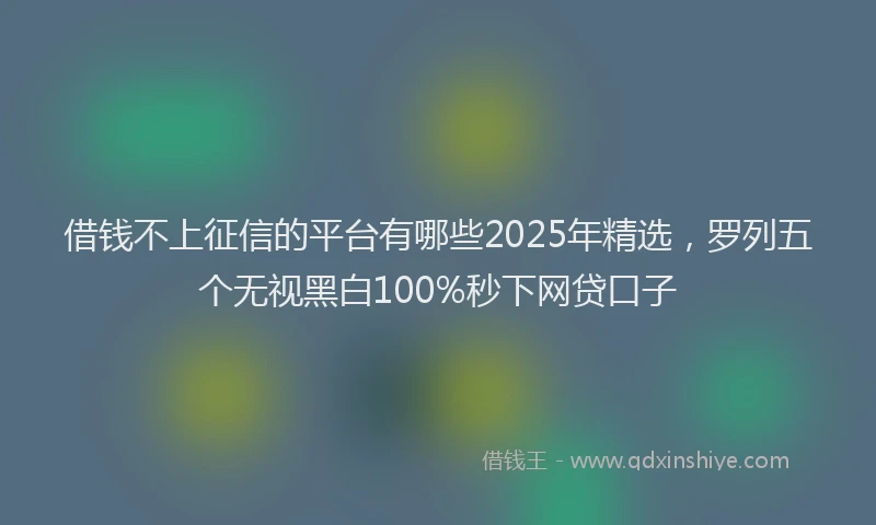 借钱不上征信的平台有哪些2025年精选，罗列五个无视黑白100%秒下网贷口子