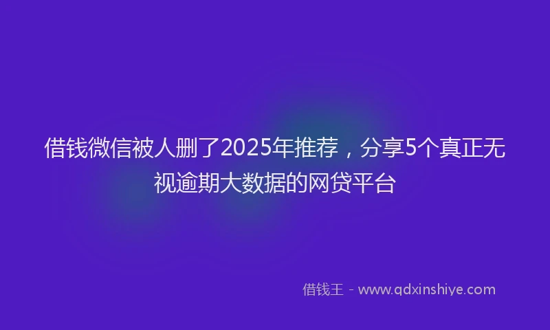 借钱微信被人删了2025年推荐，分享5个真正无视逾期大数据的网贷平台