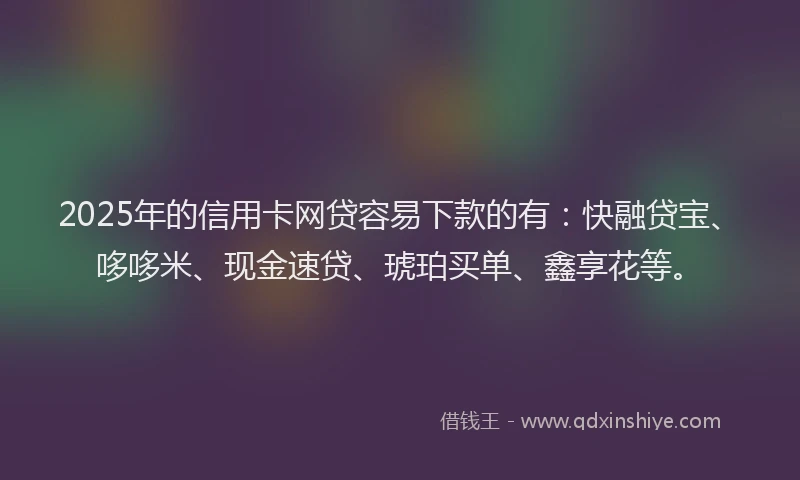 2025年的信用卡网贷容易下款的有：快融贷宝、哆哆米、现金速贷、琥珀买单、鑫享花等。