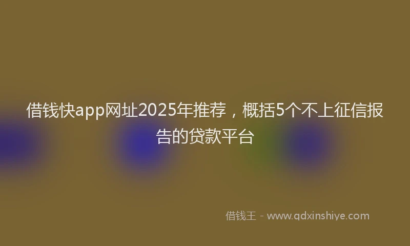借钱快app网址2025年推荐，概括5个不上征信报告的贷款平台