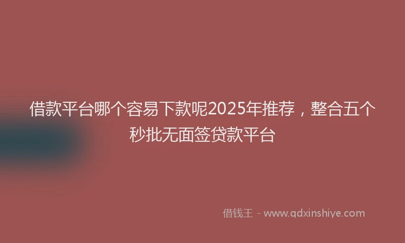 借款平台哪个容易下款呢2025年推荐，整合五个秒批无面签贷款平台