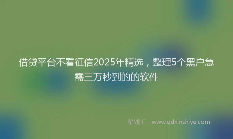 借贷平台不看征信2025年精选，整理5个黑户急需三万秒到的的软件