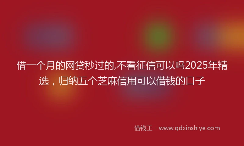 借一个月的网贷秒过的,不看征信可以吗2025年精选，归纳五个芝麻信用可以借钱的口子