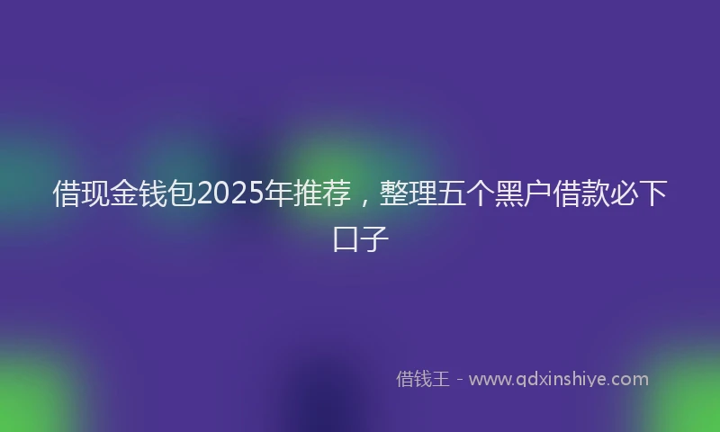 借现金钱包2025年推荐，整理五个黑户借款必下口子