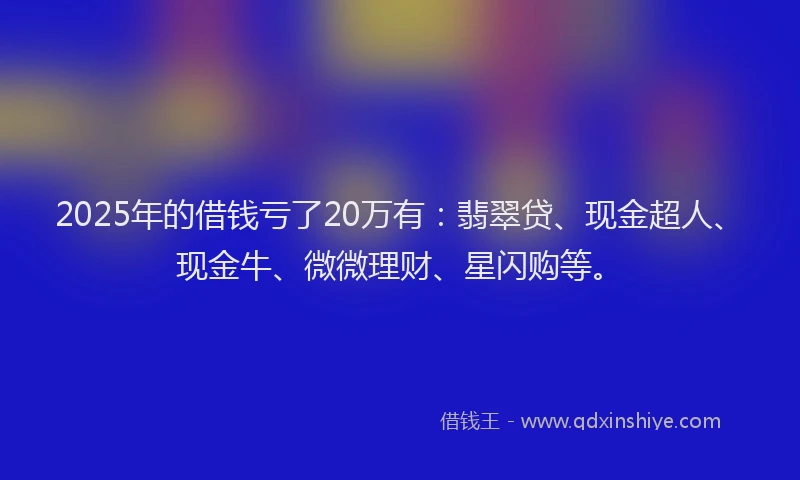 2025年的借钱亏了20万有：翡翠贷、现金超人、现金牛、微微理财、星闪购等。