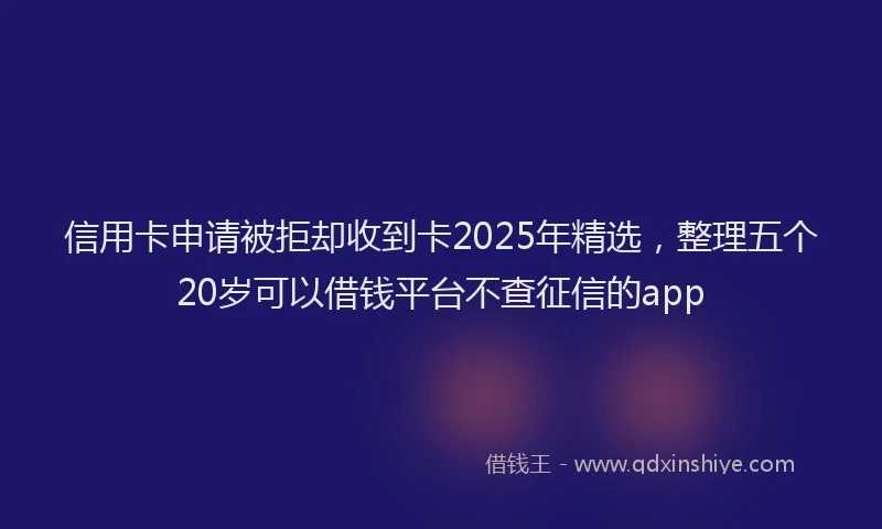 信用卡申请被拒却收到卡2025年精选，整理五个20岁可以借钱平台不查征信的app