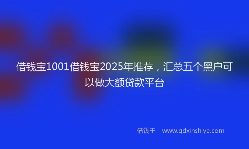借钱宝1001借钱宝2025年推荐，汇总五个黑户可以做大额贷款平台