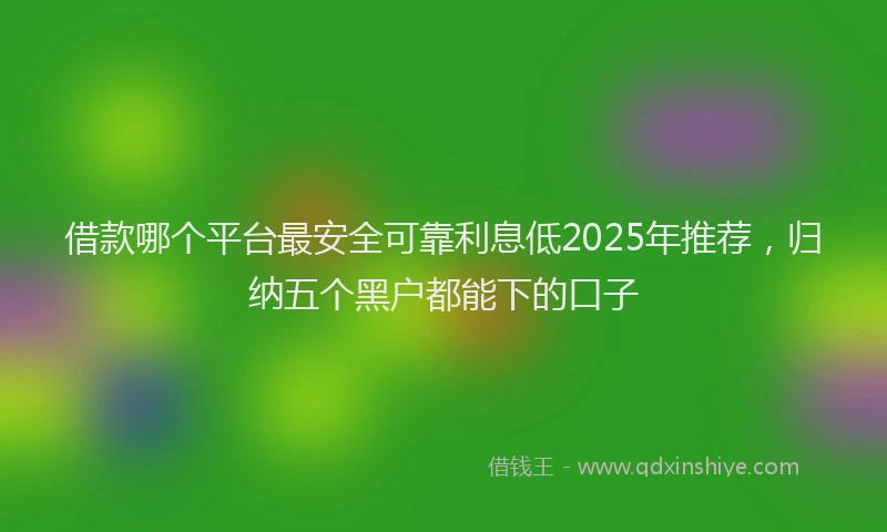 借款哪个平台最安全可靠利息低2025年推荐，归纳五个黑户都能下的口子