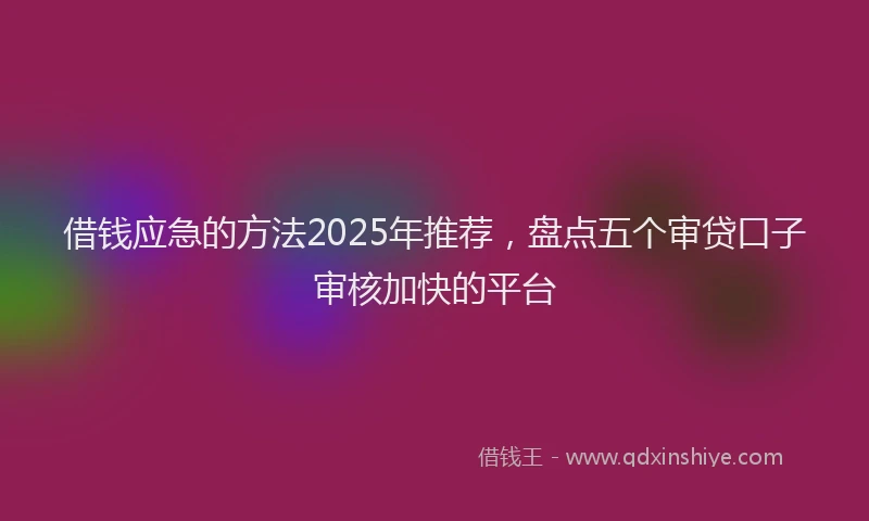 借钱应急的方法2025年推荐，盘点五个审贷口子审核加快的平台