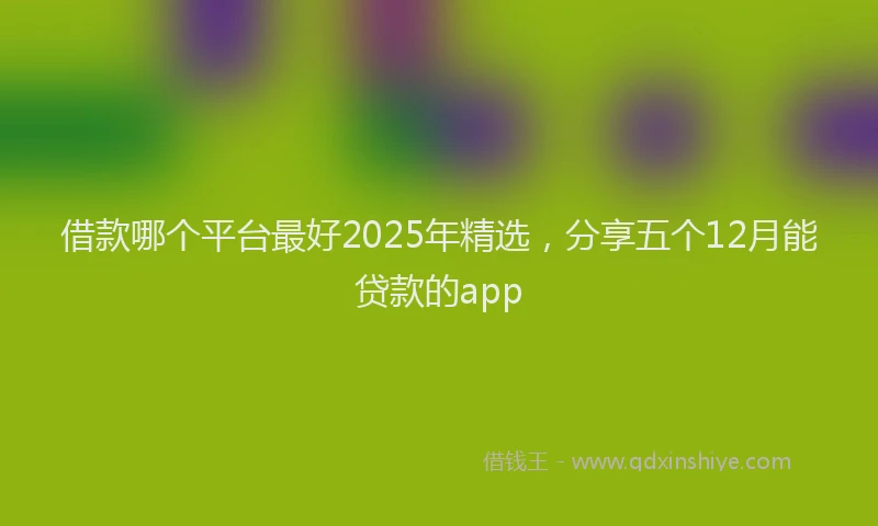 借款哪个平台最好2025年精选，分享五个12月能贷款的app