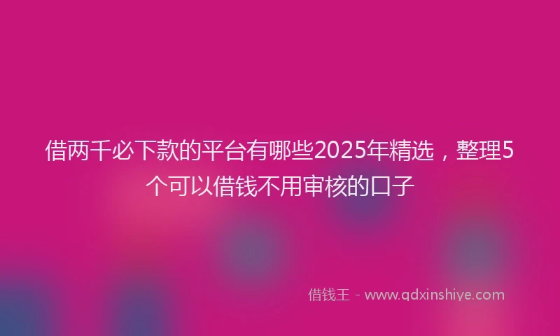 借两千必下款的平台有哪些2025年精选，整理5个可以借钱不用审核的口子