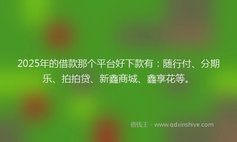 2025年的借款那个平台好下款有：随行付、分期乐、拍拍贷、新鑫商城、鑫享花等。
