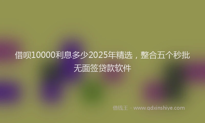借呗10000利息多少2025年精选，整合五个秒批无面签贷款软件