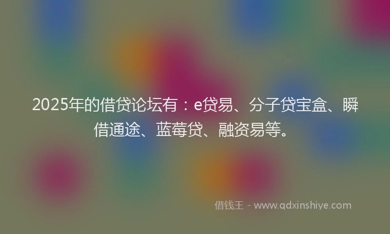 2025年的借贷论坛有：e贷易、分子贷宝盒、瞬借通途、蓝莓贷、融资易等。