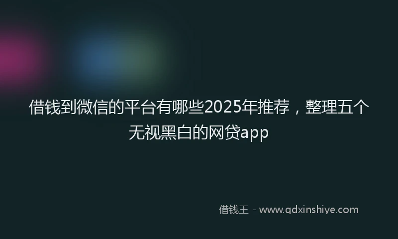 借钱到微信的平台有哪些2025年推荐，整理五个无视黑白的网贷app