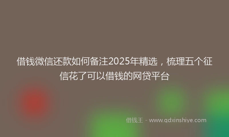 借钱微信还款如何备注2025年精选，梳理五个征信花了可以借钱的网贷平台