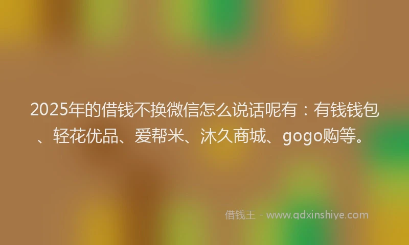 2025年的借钱不换微信怎么说话呢有：有钱钱包、轻花优品、爱帮米、沐久商城、gogo购等。