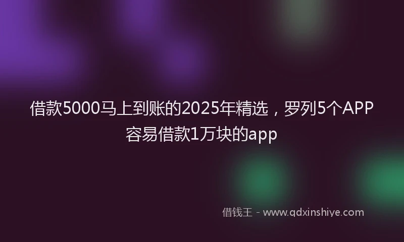 借款5000马上到账的2025年精选，罗列5个APP容易借款1万块的app