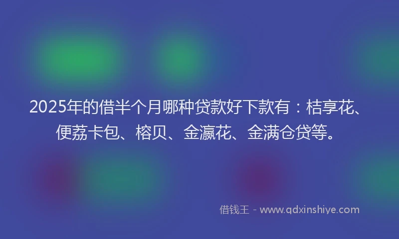 2025年的借半个月哪种贷款好下款有：桔享花、便荔卡包、榕贝、金瀛花、金满仓贷等。