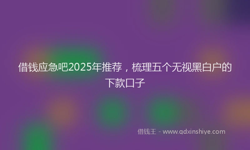 借钱应急吧2025年推荐，梳理五个无视黑白户的下款口子