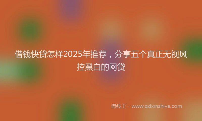 借钱快贷怎样2025年推荐，分享五个真正无视风控黑白的网贷