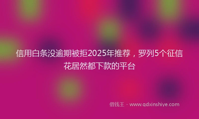 信用白条没逾期被拒2025年推荐，罗列5个征信花居然都下款的平台