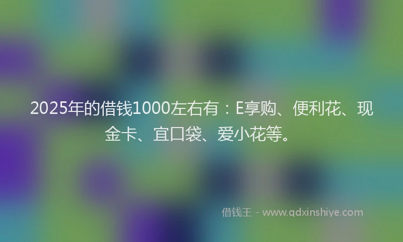 2025年的借钱1000左右有：E享购、便利花、现金卡、宜口袋、爱小花等。