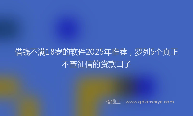 借钱不满18岁的软件2025年推荐，罗列5个真正不查征信的贷款口子