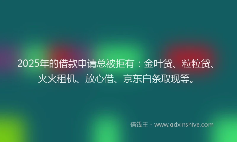 2025年的借款申请总被拒有：金叶贷、粒粒贷、火火租机、放心借、京东白条取现等。