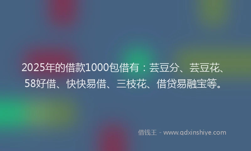 2025年的借款1000包借有：芸豆分、芸豆花、58好借、快快易借、三枝花、借贷易融宝等。
