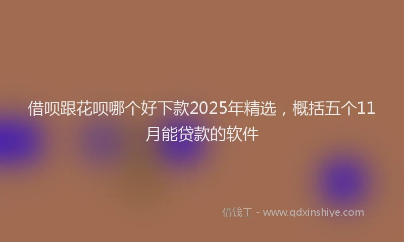 借呗跟花呗哪个好下款2025年精选，概括五个11月能贷款的软件