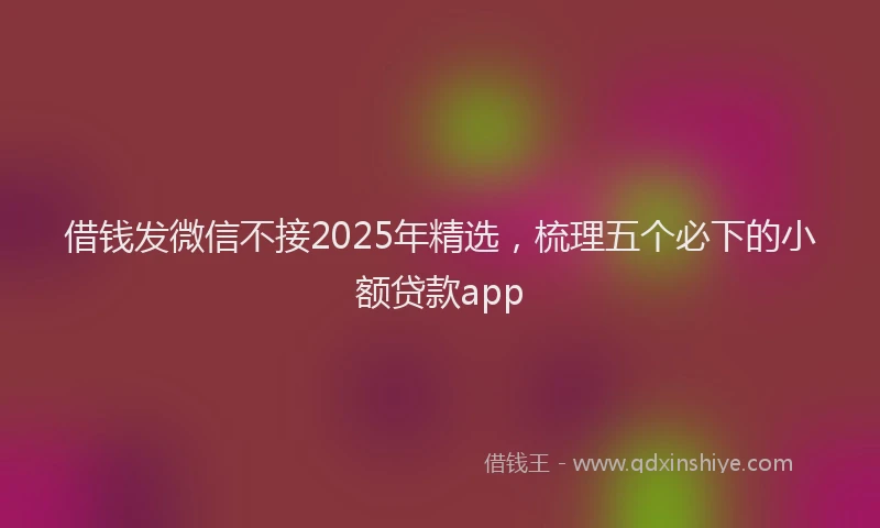 借钱发微信不接2025年精选，梳理五个必下的小额贷款app