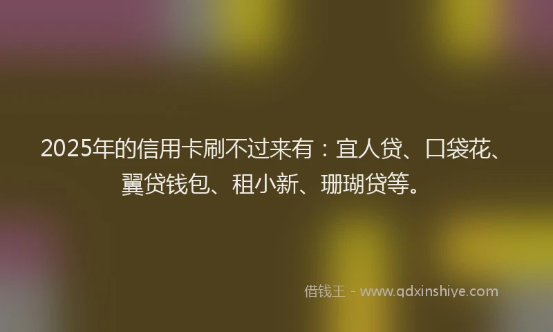 2025年的信用卡刷不过来有：宜人贷、口袋花、翼贷钱包、租小新、珊瑚贷等。