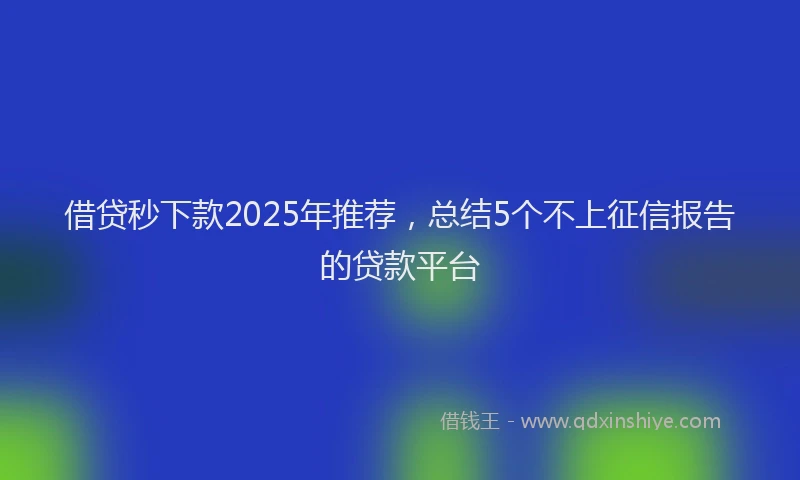 借贷秒下款2025年推荐，总结5个不上征信报告的贷款平台