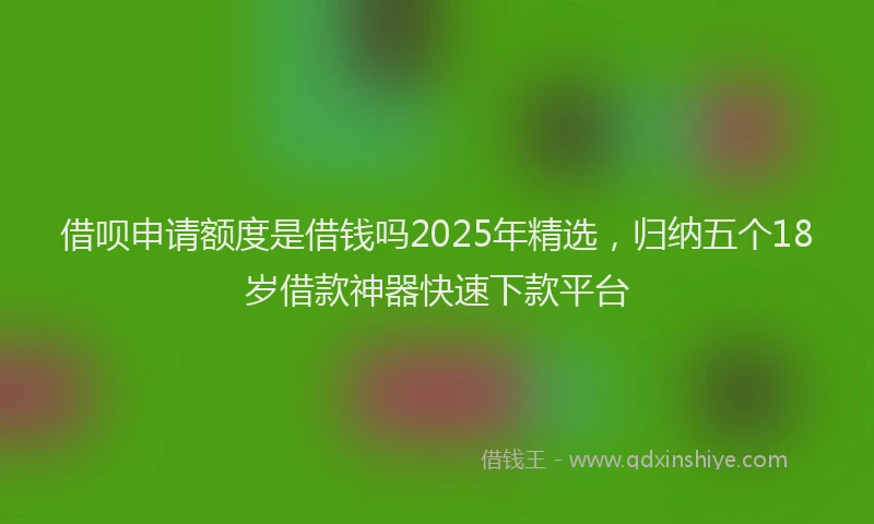 借呗申请额度是借钱吗2025年精选，归纳五个18岁借款神器快速下款平台