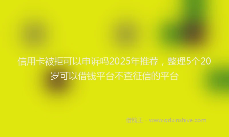 信用卡被拒可以申诉吗2025年推荐，整理5个20岁可以借钱平台不查征信的平台