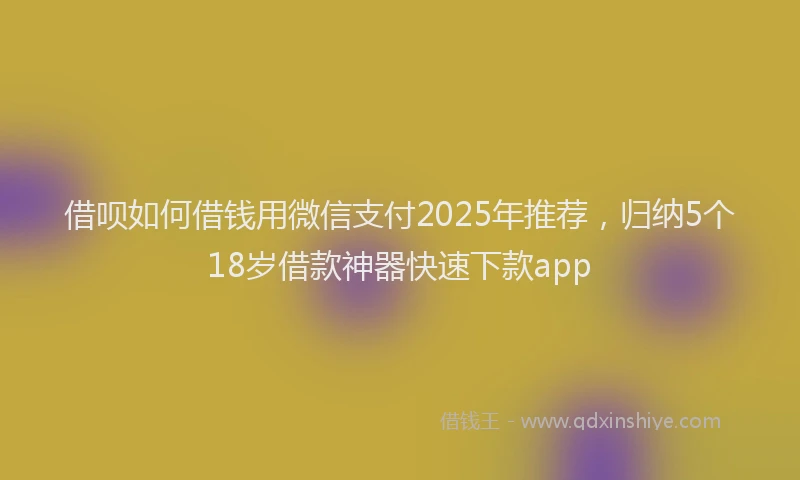 借呗如何借钱用微信支付2025年推荐，归纳5个18岁借款神器快速下款app