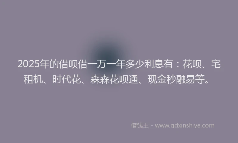 2025年的借呗借一万一年多少利息有：花呗、宅租机、时代花、森森花呗通、现金秒融易等。