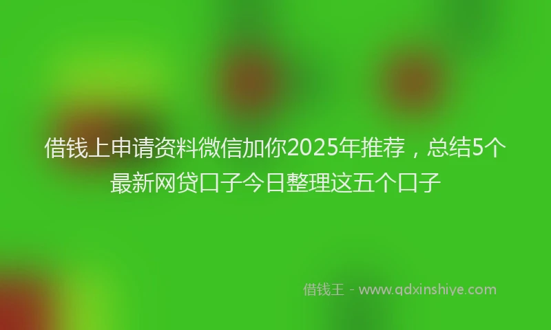 借钱上申请资料微信加你2025年推荐，总结5个最新网贷口子今日整理这五个口子