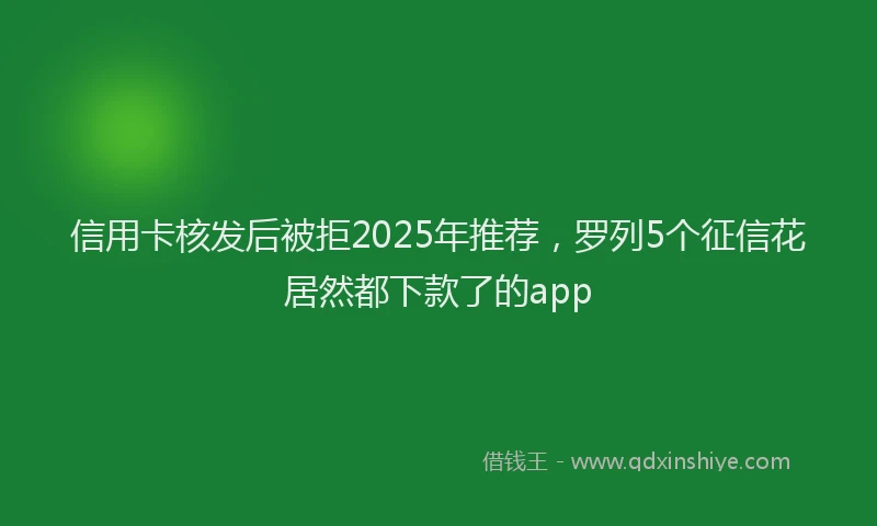 信用卡核发后被拒2025年推荐，罗列5个征信花居然都下款了的app