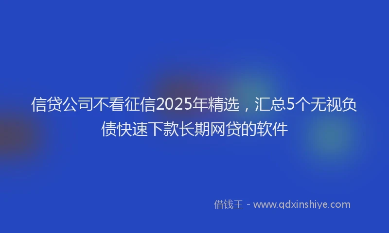 信贷公司不看征信2025年精选，汇总5个无视负债快速下款长期网贷的软件