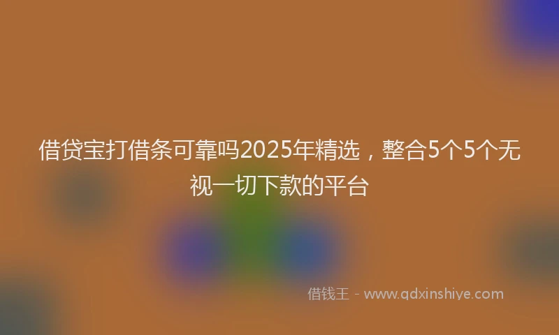 借贷宝打借条可靠吗2025年精选，整合5个5个无视一切下款的平台