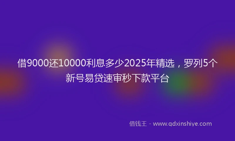 借9000还10000利息多少2025年精选，罗列5个新号易贷速审秒下款平台